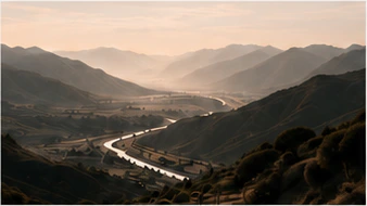 Carretera que recorre un valle entre montañas